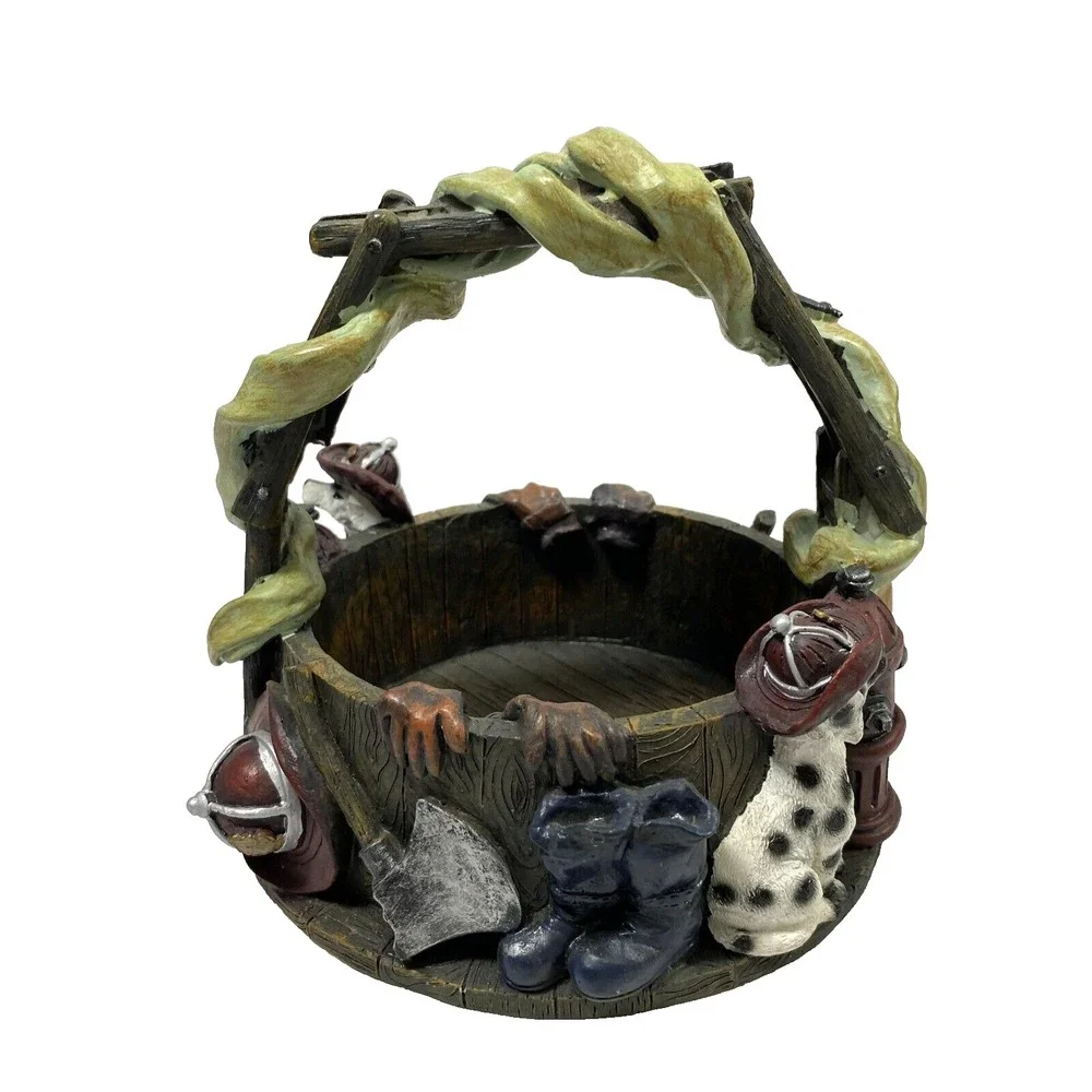 Decorative Firehouse Dalmation Fireman Ladder Hose‎ Basket w/ Handle Home Decor